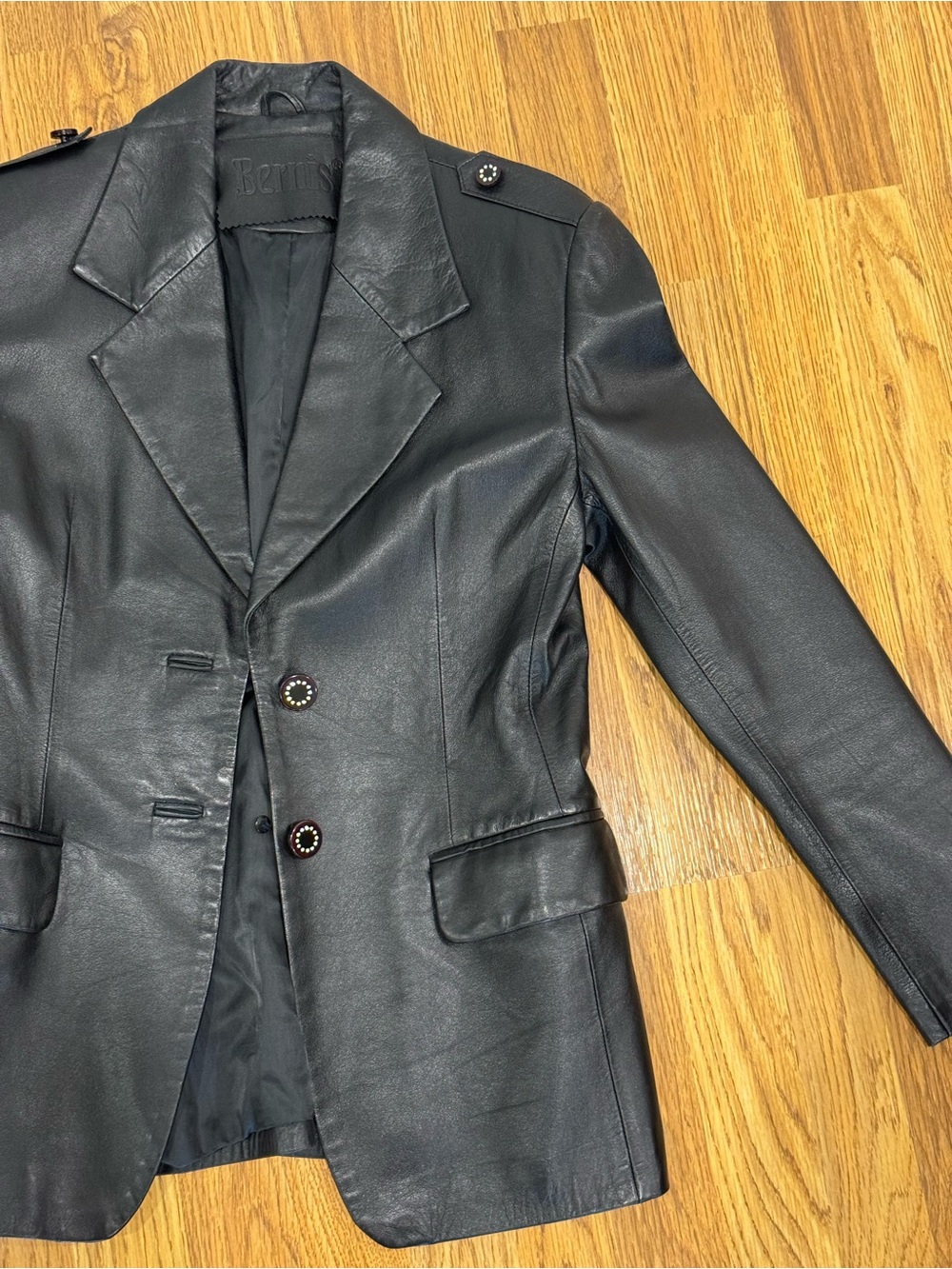 Black Leather Blazer Jacket